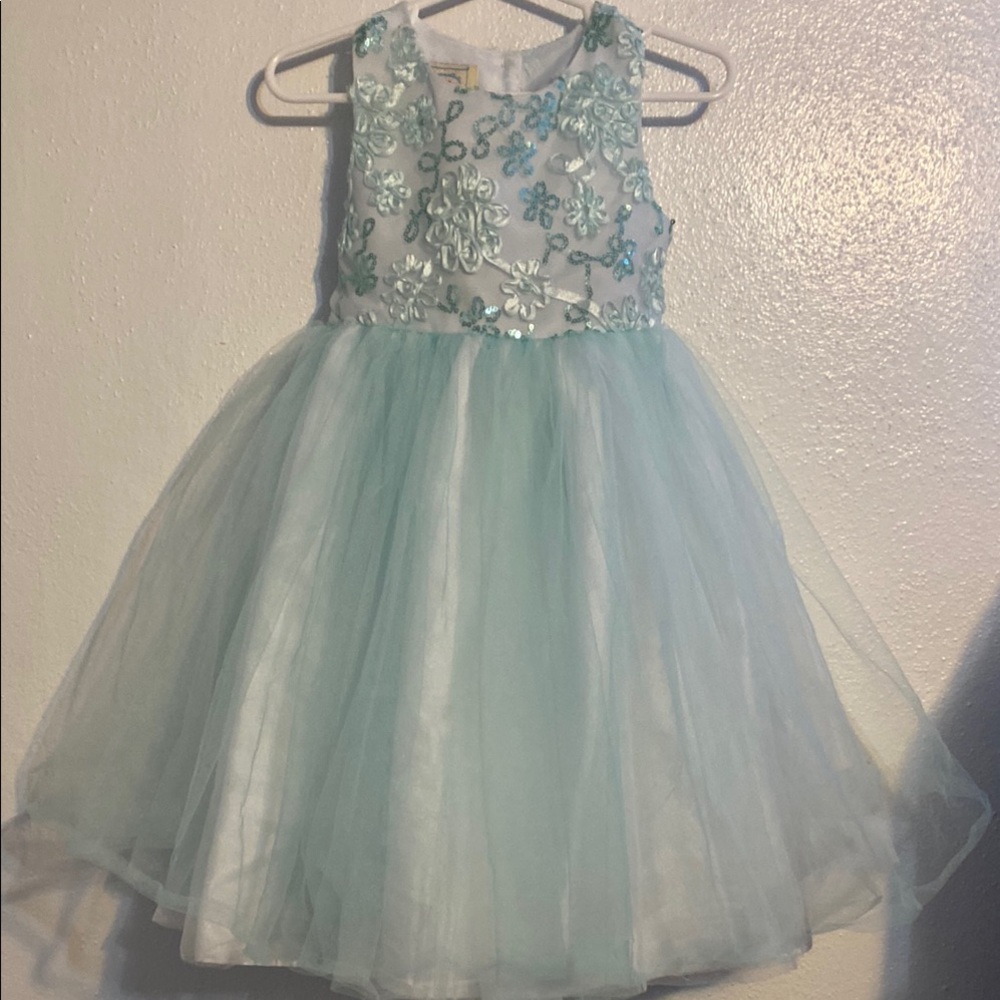 Marmellata Formal/Easter Dress in Light turquoise with Elegant Floral Design